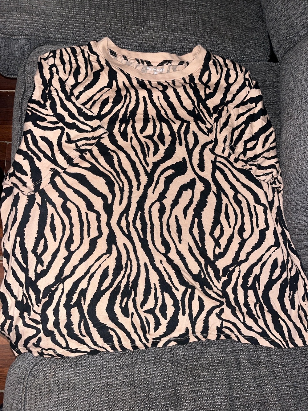 Primary Brown Zebra Print Short Sleeve Top